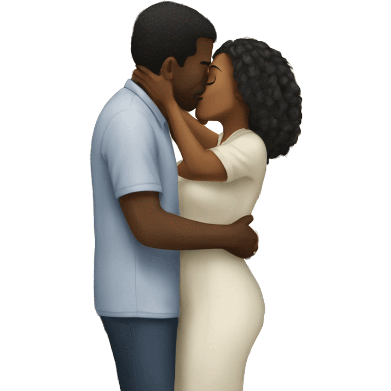 Black man kissing black woman  emoji