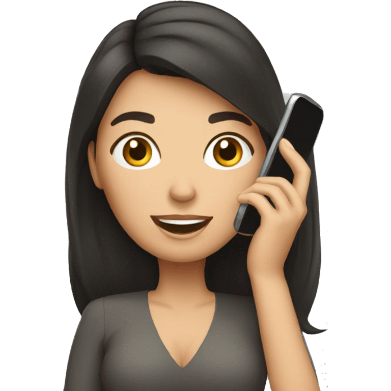 brunette woman calling on cell phone emoji