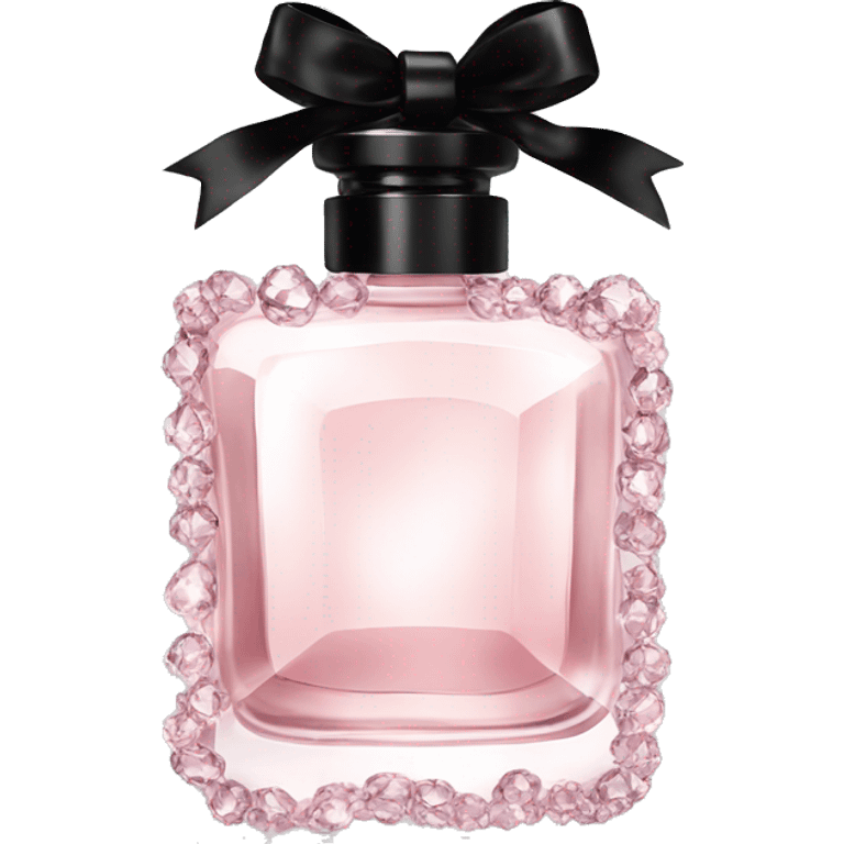 light pink crystal perfume bottle with black ribbon display emoji