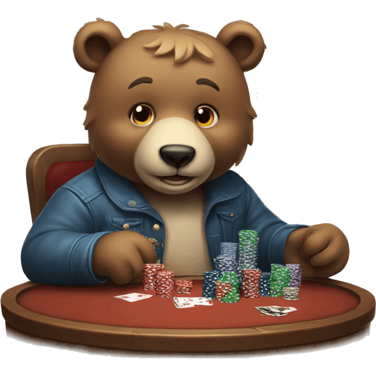 a cute bear playing poker emoji