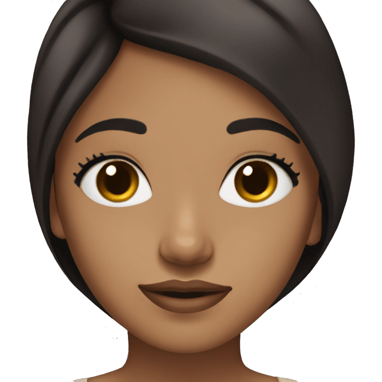 light brown girl with dark brown eyes black hair and long lashes emoji