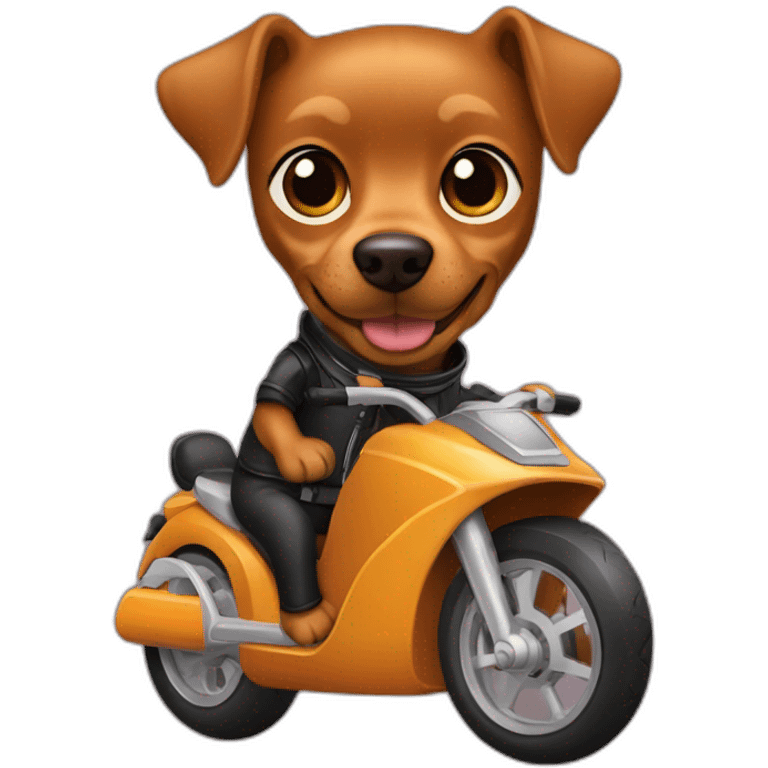 caramel-color-pinscher-dog-driving-a-motorcycle emoji