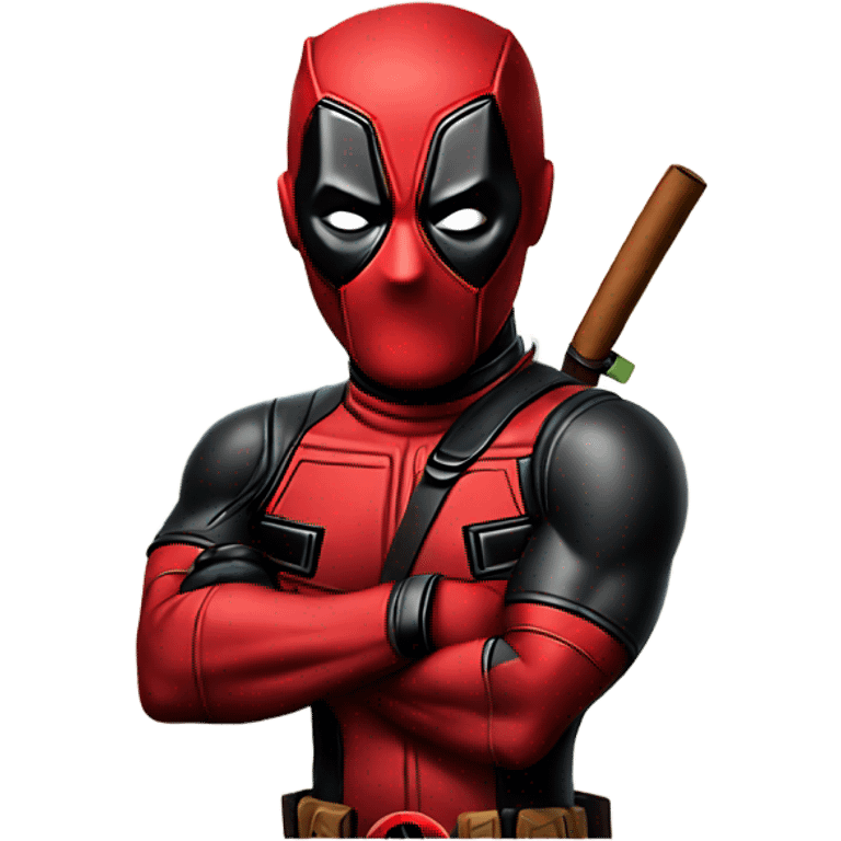 Deadpool with a cigar emoji