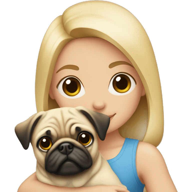 Blond Girl With a pug in her Arms  emoji