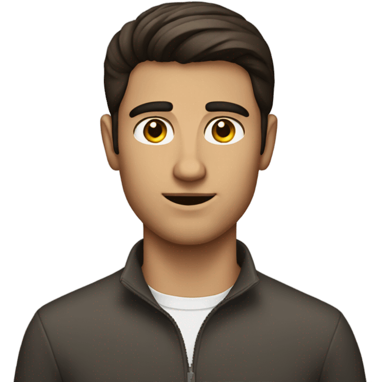 Brunette guy with unibrow emoji