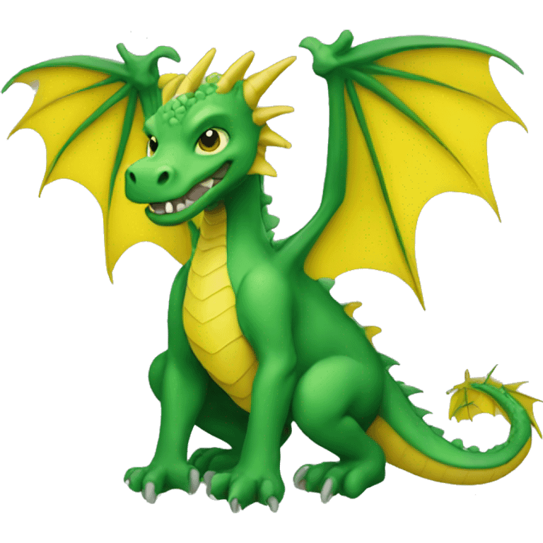 Create a green dragon with yellow wings emoji