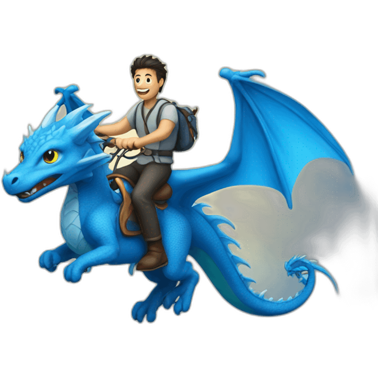 guy riding a blue flying dragon emoji