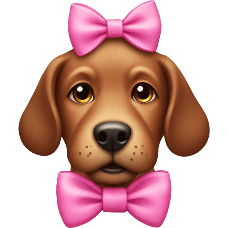 Brown Dog with a pink bow emoji