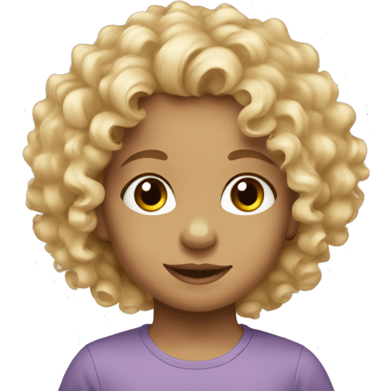 Blonde curly hair with brown eyes small toddler cute emoji