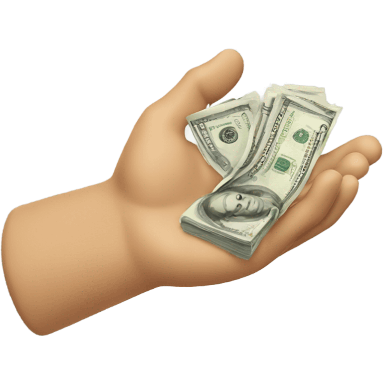 An outstretched hand with money emoji