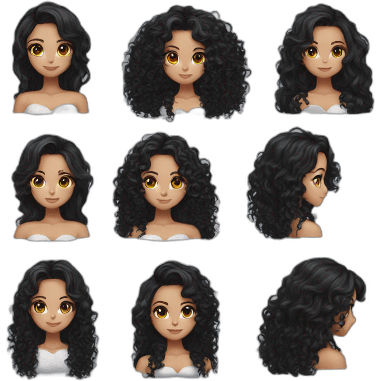 Beautiful girl,Black hair,curls，long hair,Black eyes,Chinese emoji