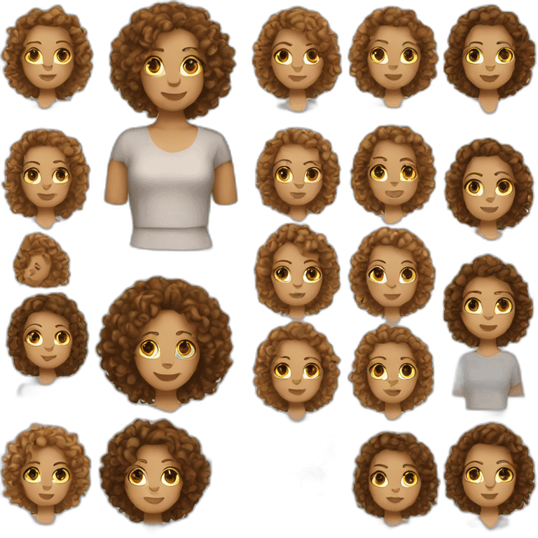 White woman dará brown curly hair emoji