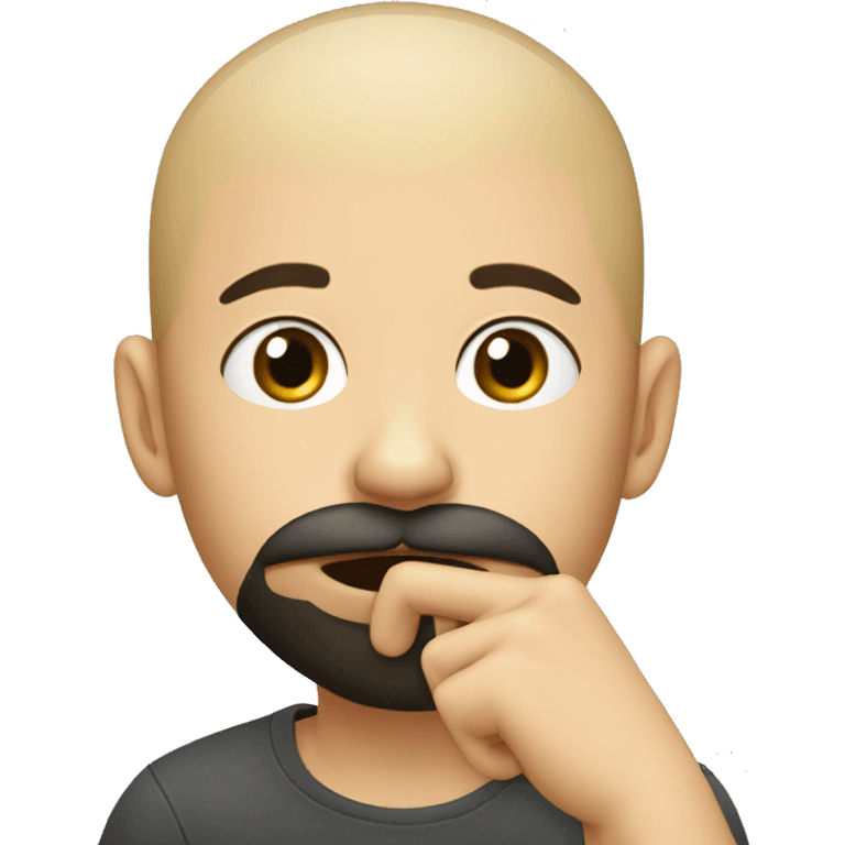 a young man, with almost shaved hair and a black beard, who puts his finger in front of his mouth emoji