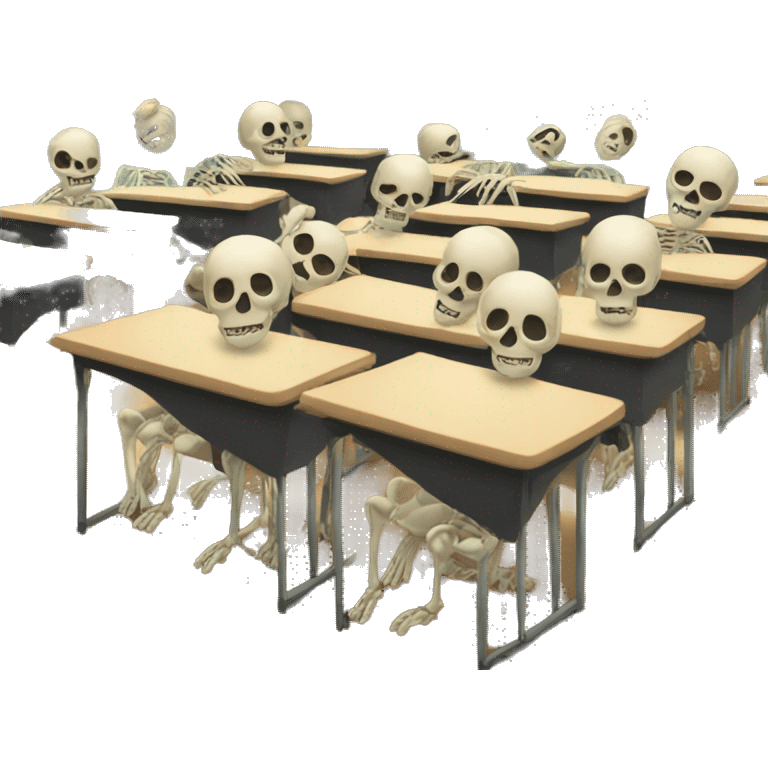 classroom with skeletons emoji