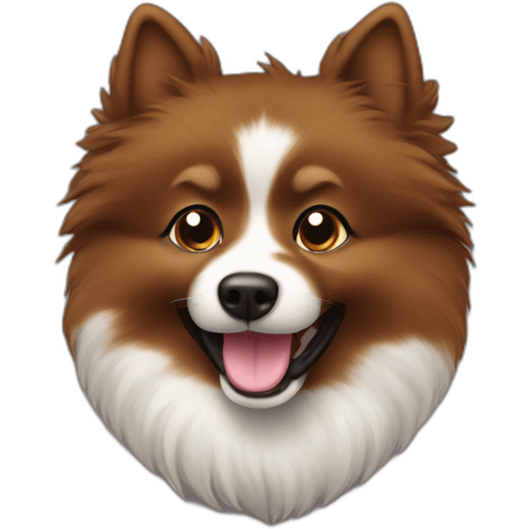 Spitz dog happy face only dark brown color hairy emoji