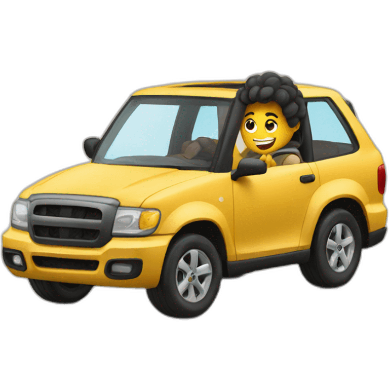 A character riding a car emoji