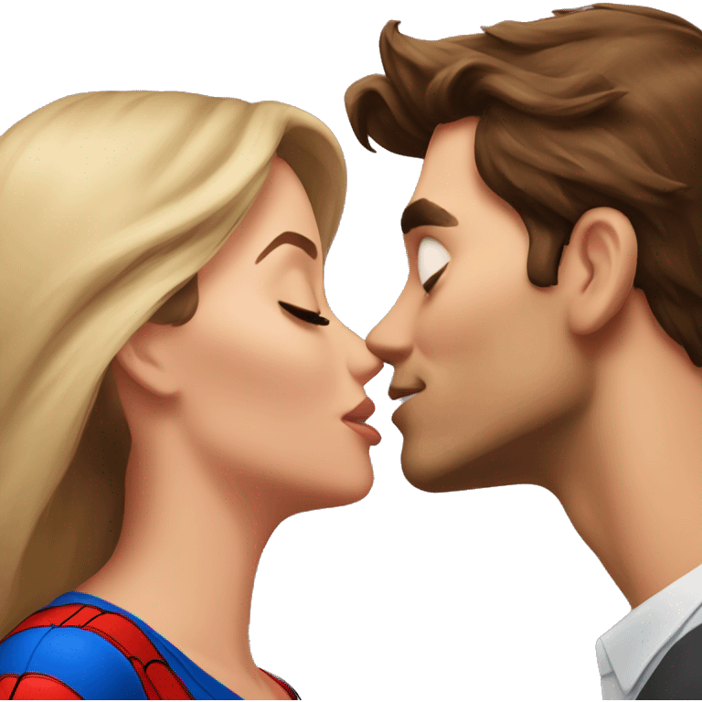 Spider-Man kissing a brunette emoji