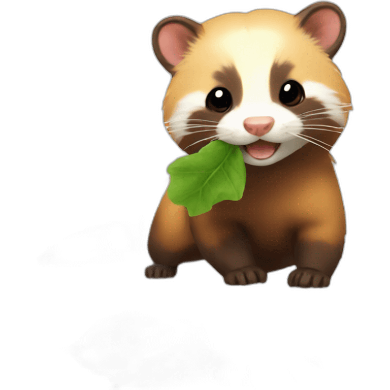 orange ferret eating a leaf emoji