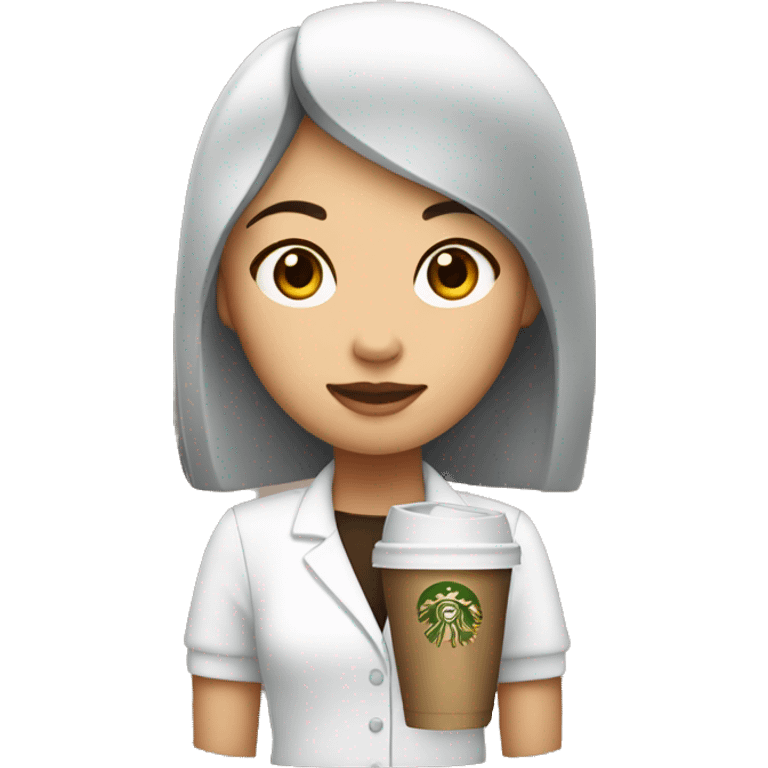 Starbucks asian girl barista with cup in hand emoji