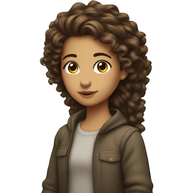 Kurdish girl with brown curly hair  emoji