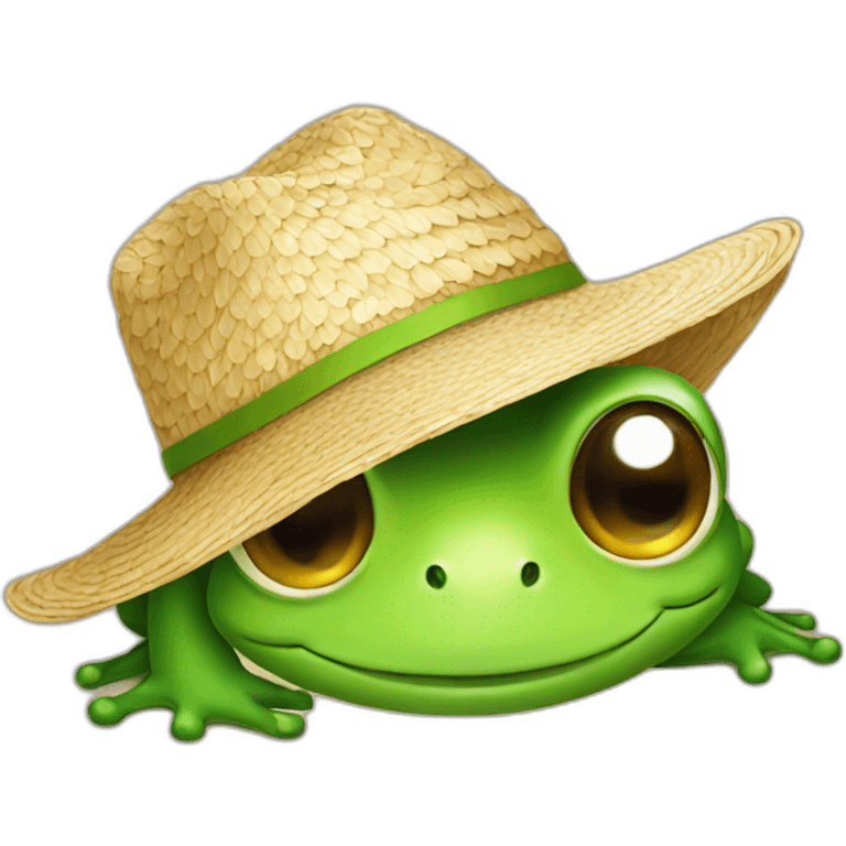 Cute Frog straw hat emoji