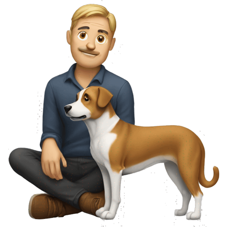 Man Sat above a dog emoji