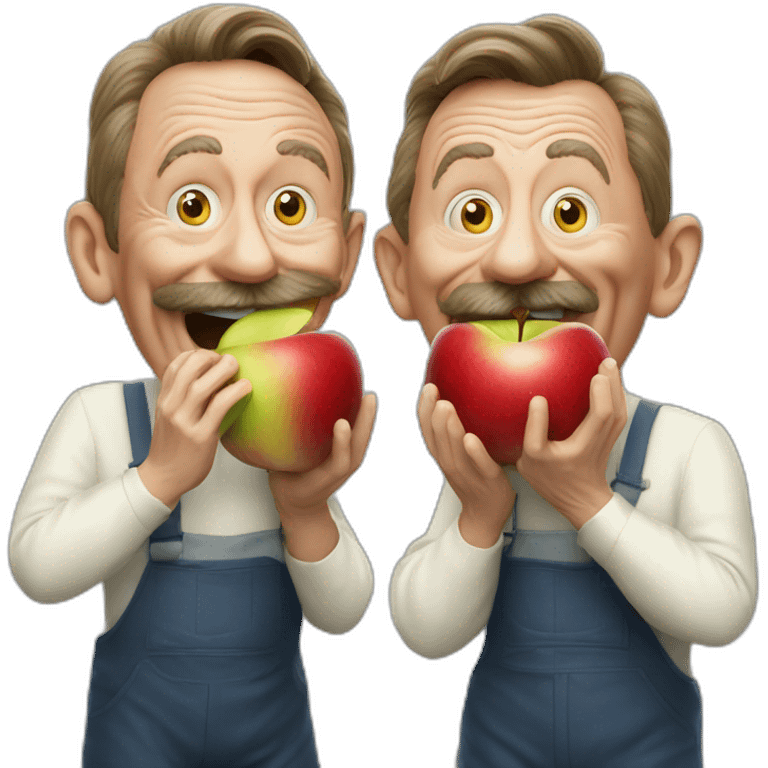 Chuckle Brothers eating a giant apple emoji