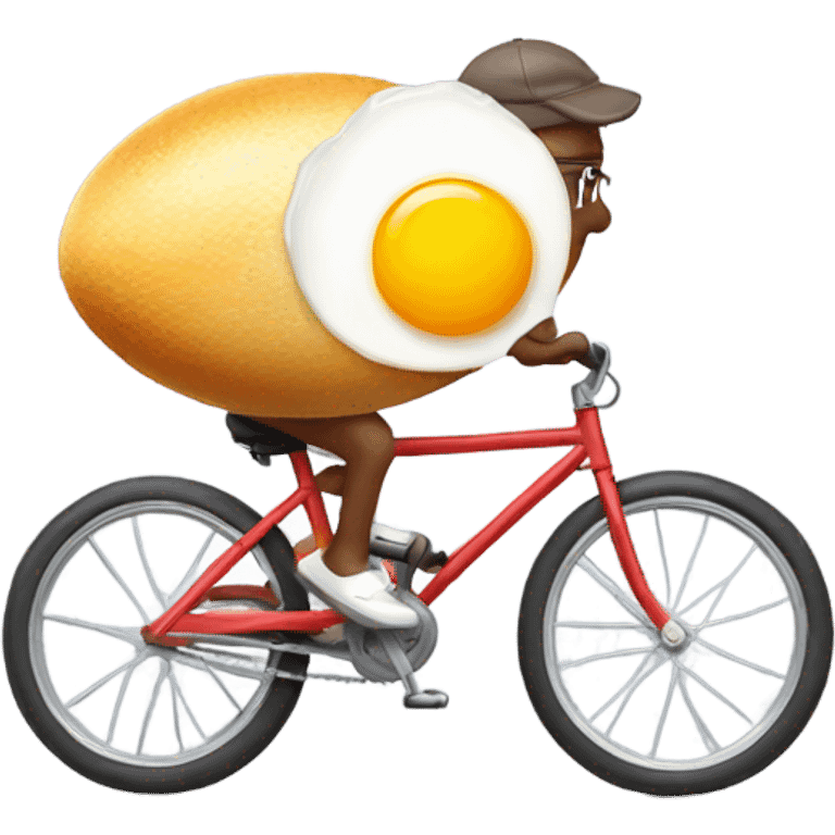 Fried egg riding a bike emoji