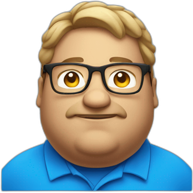 Blue polo European fat guy with glasses emoji