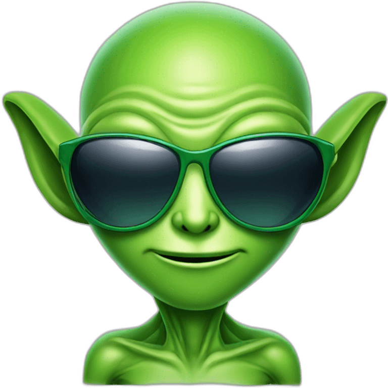 Green cartoon alien with sunglasses  emoji