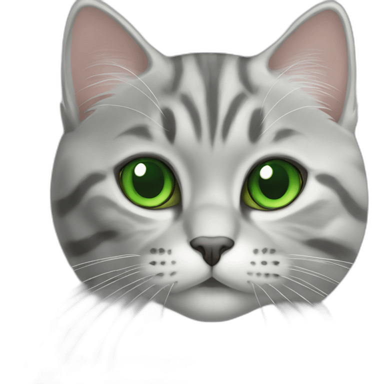 Silver marble Scottish straight cat with green eyes emoji