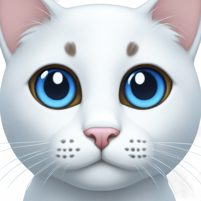 Cat white and eyes blue emoji