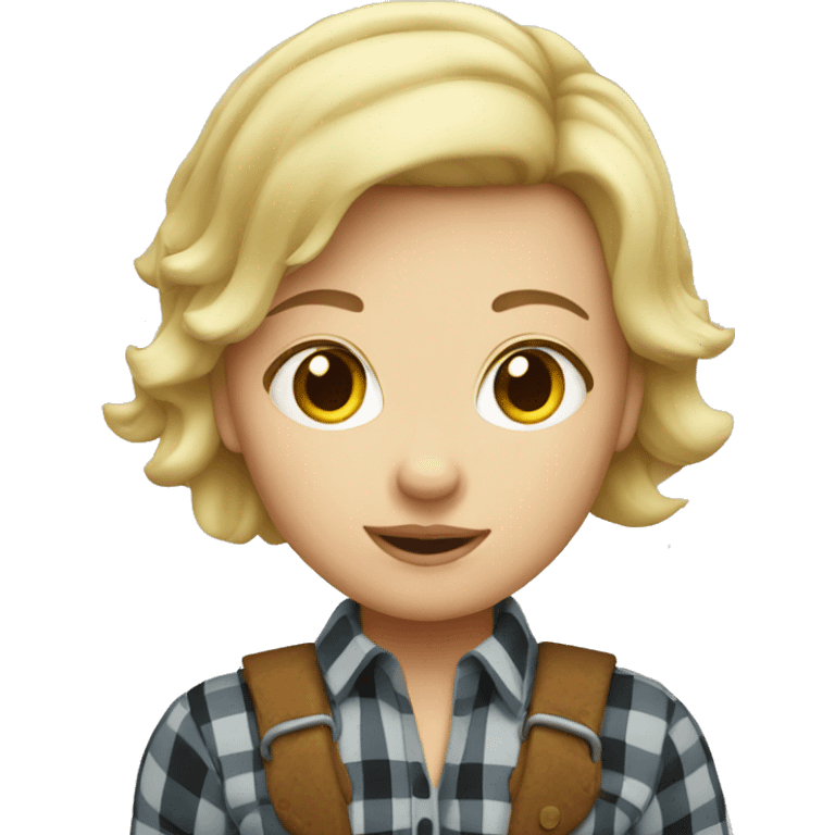 Blond short hair girl lumberjack  emoji