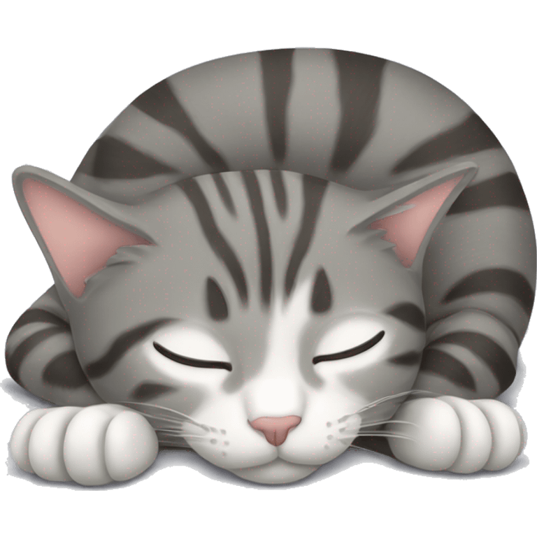 cat sleeping gray tabby emoji