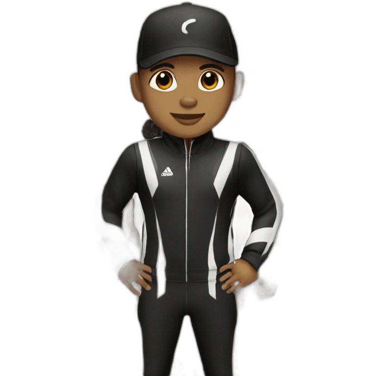 Light skin Athlete with white hat and black track suit emoji