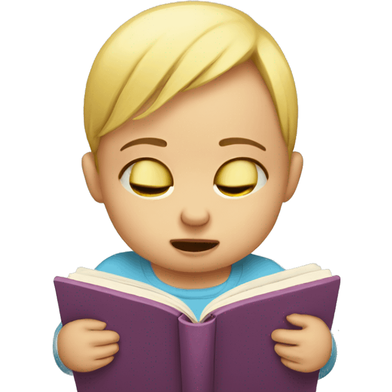 Crying baby reading book emoji