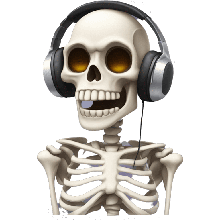 A skeleton wearing headphones emoji