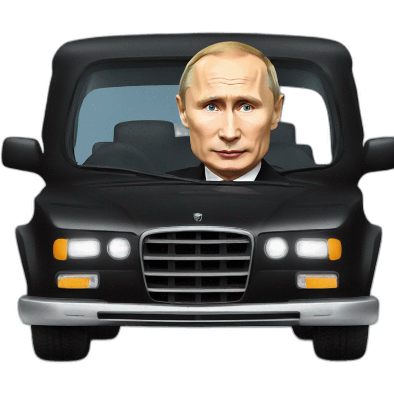 vladimir putin is driving a big black car emoji