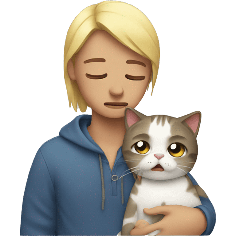 Crying holding a cat emoji