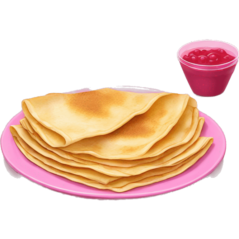 Crepes on a pink plate emoji