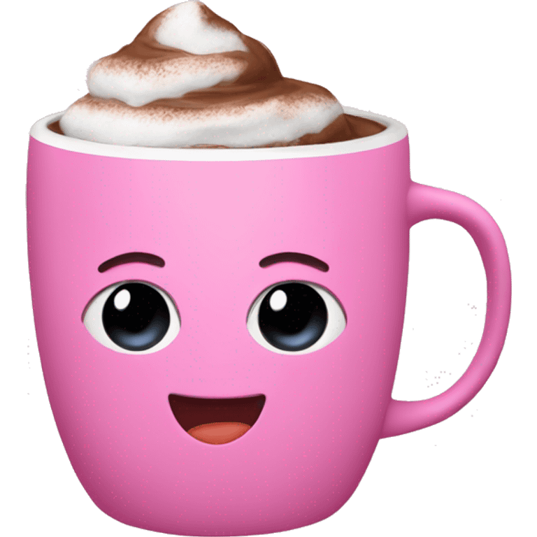 Hot cocoa with pink mug emoji