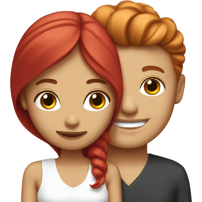 Cherry red hair girl with her white boyfriend emoji