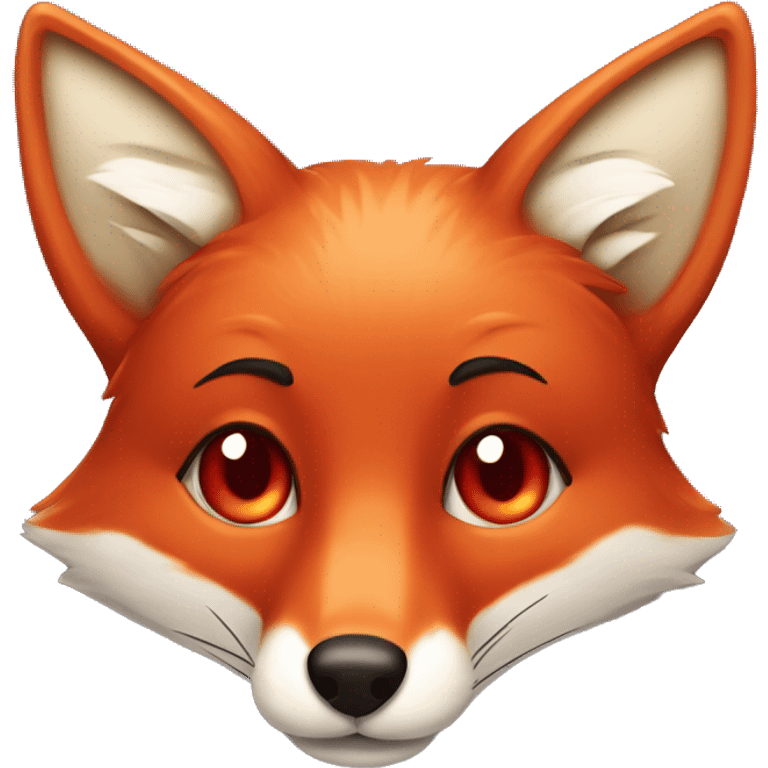 deep lush red fox face with tiny red heart instead of eyes emoji