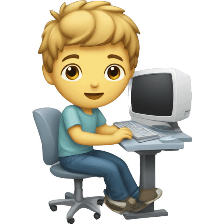 Boy with computer  emoji