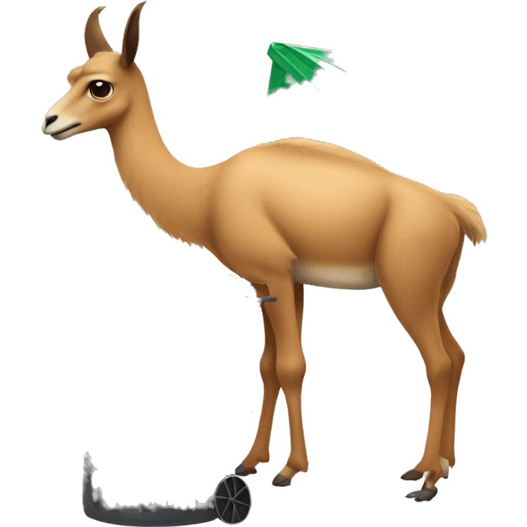 vicuna standing next to a trash bin emoji