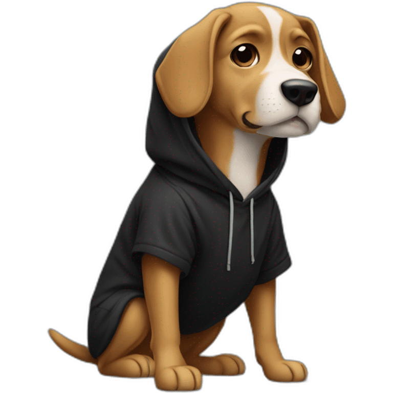 Dog wearing a black hoodie  emoji