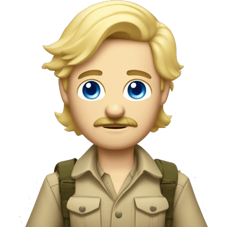 Blonde blu eyed man with mustache in safari outfit and rifle emoji