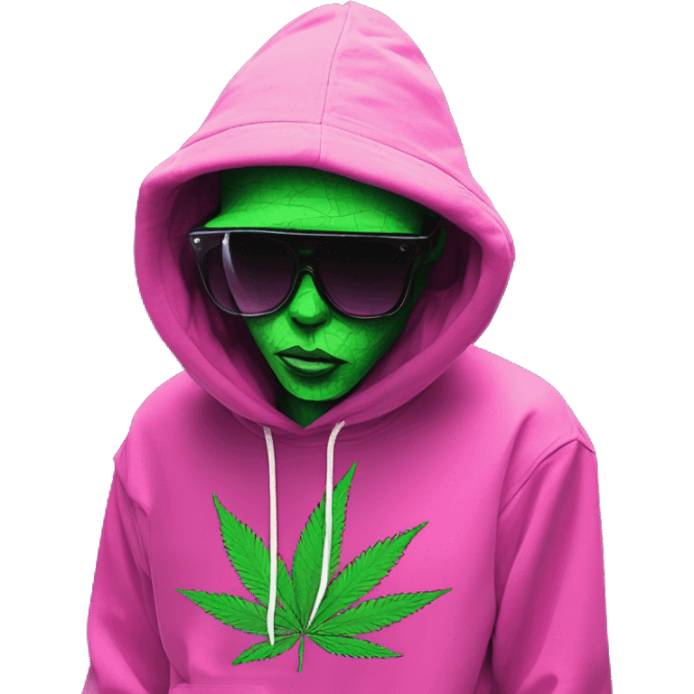 Hemp leaves Multicoloured neon person smoking wearing hoodie dancing hip hop bucket hat tropical Skater fashion aesthetic baggy clothes graphic t shirt 420 emoji