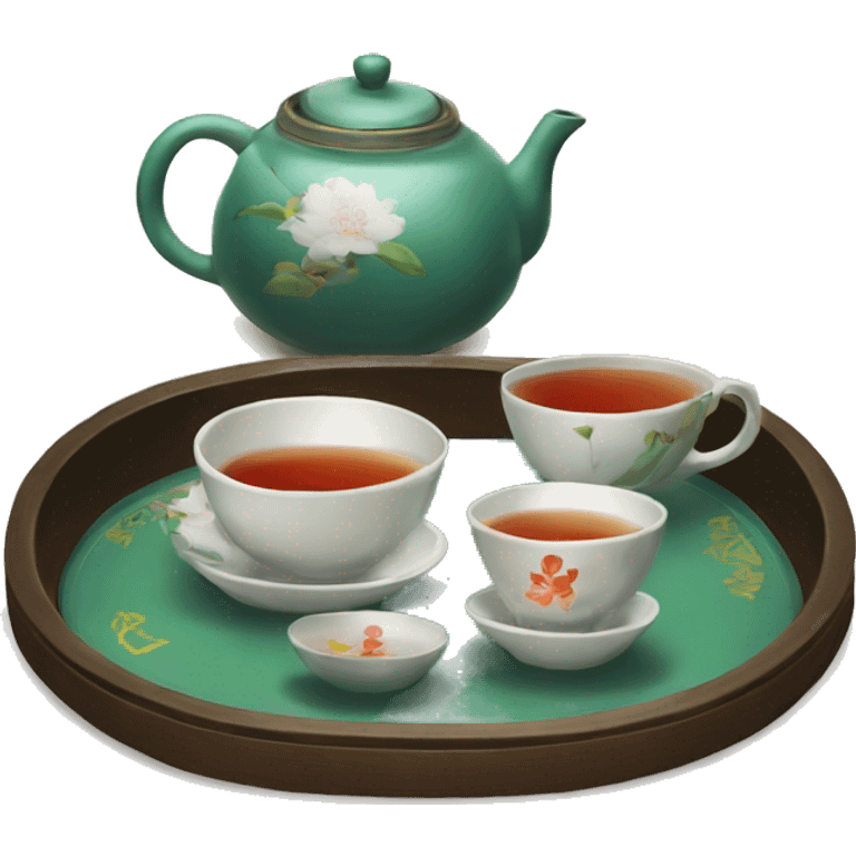 chinese tray with tea emoji