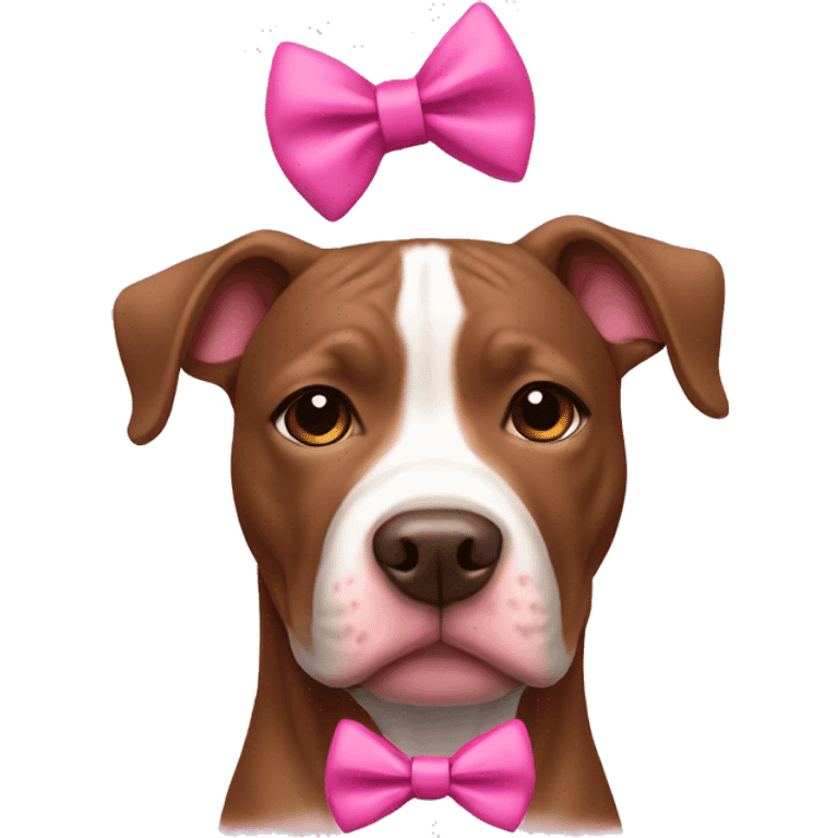 brown dog pitbull with pink bow emoji